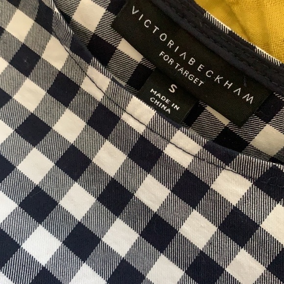 Victoria Beckham for Target plaid blue‎ top blouse size S career casual peplum - Picture 8 of 16